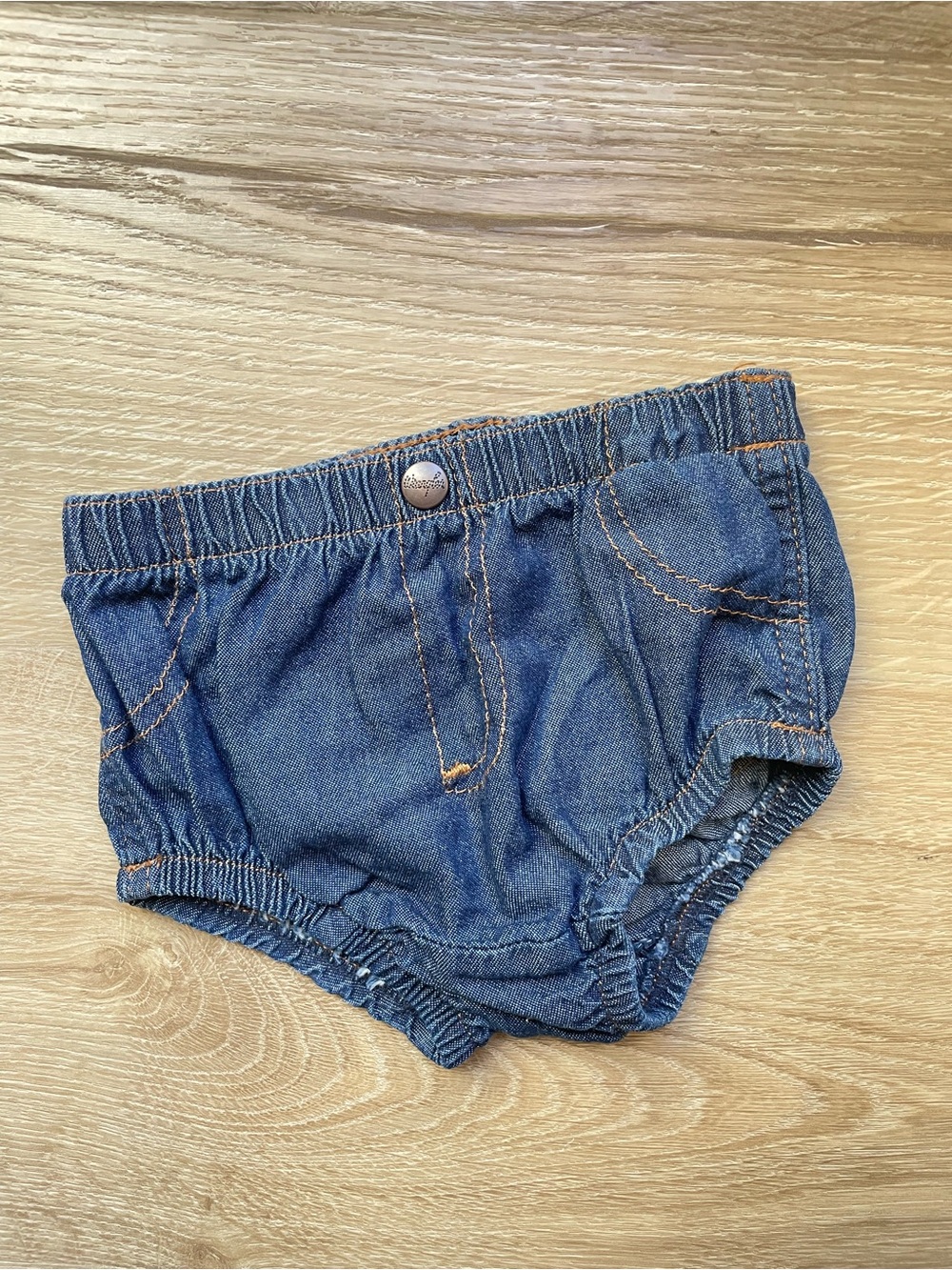 Wrangler Denim Diaper Cover in Blue with Contrast Stitching